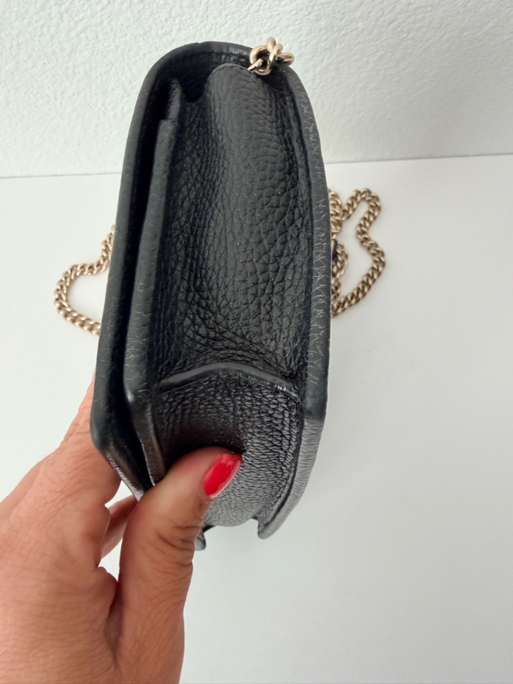 Gucci Soho Leather Chain Wallet Crossbody Black Gold Hardware - Picture 6 of 13